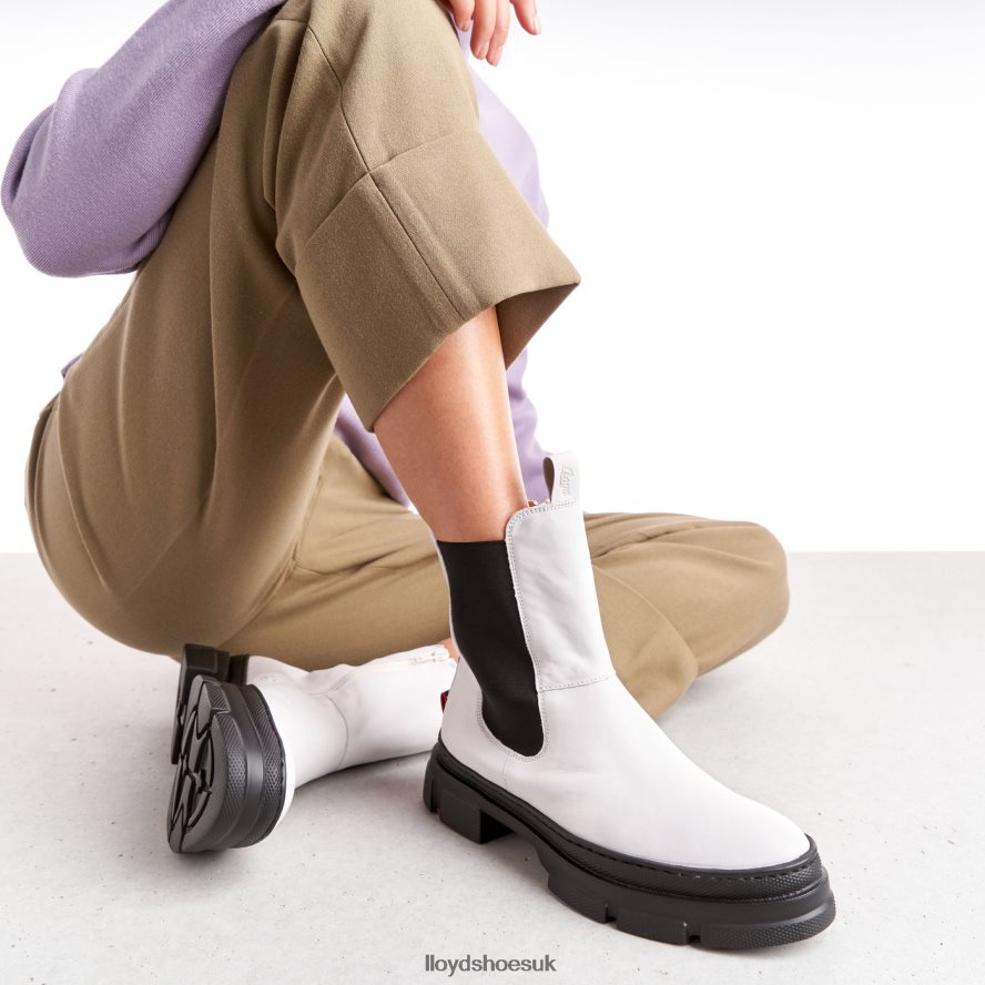 LLOYD Women smooth leather slip-on ANKLE BOOTS H4BXXT875 Shoes white