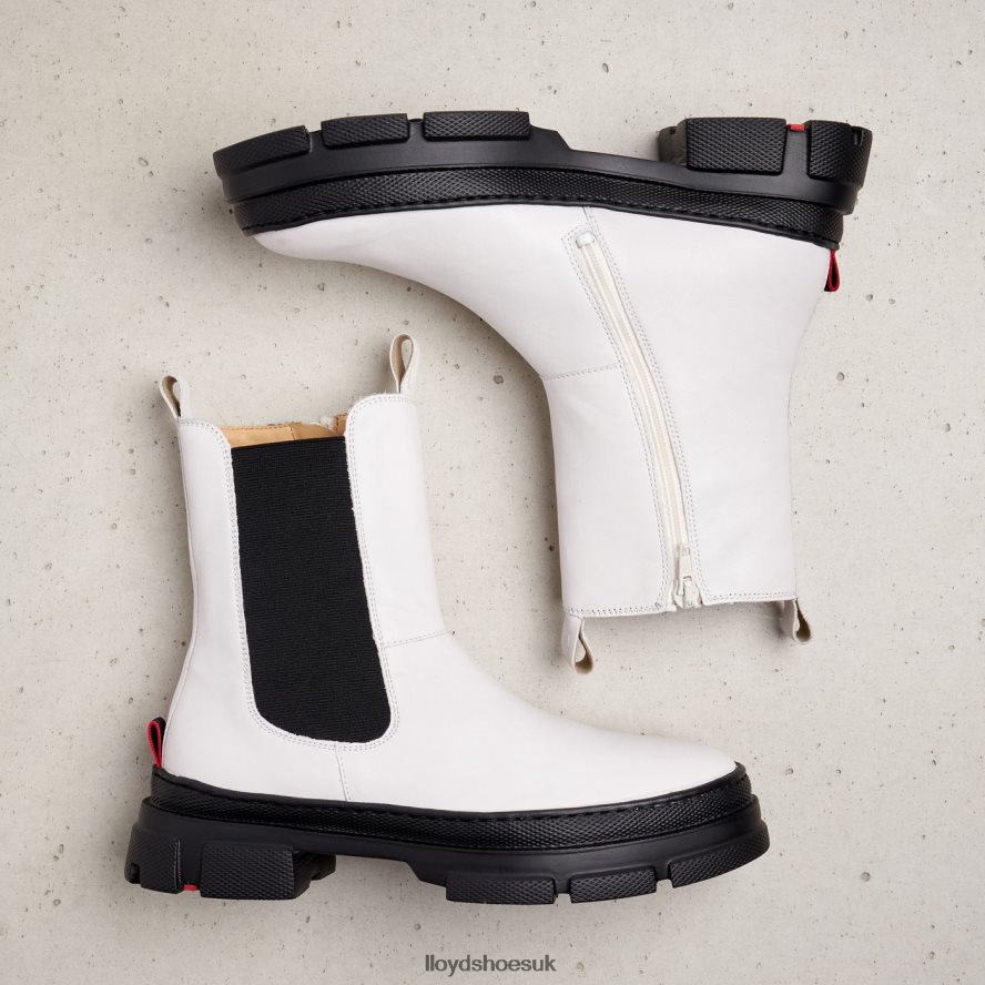 LLOYD Women smooth leather slip-on ANKLE BOOTS H4BXXT875 Shoes white
