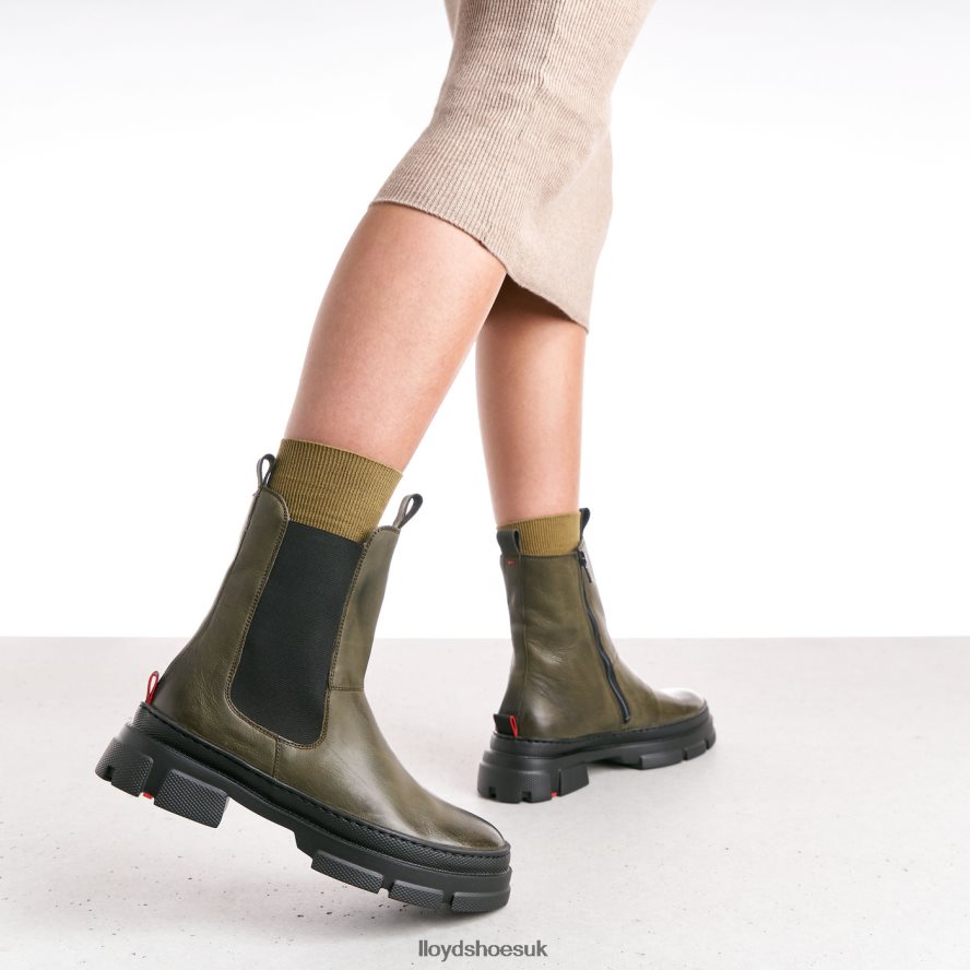 LLOYD Women smooth leather slip-on ANKLE BOOTS H4BXXT930 Shoes green