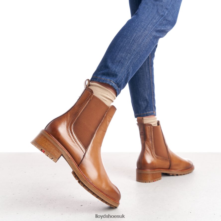 LLOYD Women smooth leather slip-on ANKLE BOOTS H4BXXT964 Shoes brown