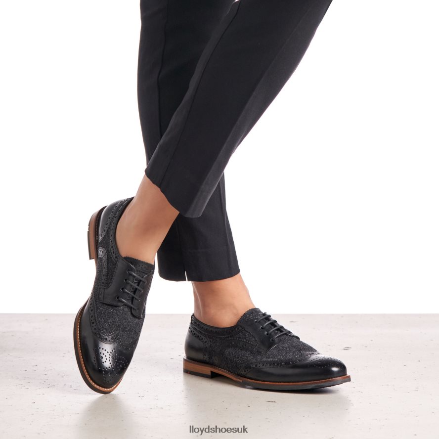 LLOYD Women LACE SMOOTH LEATHER HALF SHOES H4BXXT1076 Shoes black