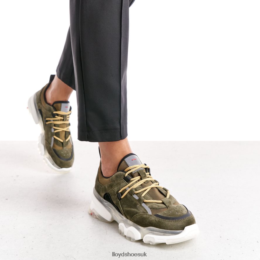LLOYD Women LEATHER LOW TOP SNEAKERS H4BXXT780 Shoes green